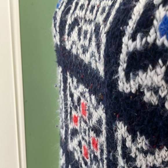 Vintage 80s 90s Navy Abstract Snowflake Sweater - Picture 5 of 8